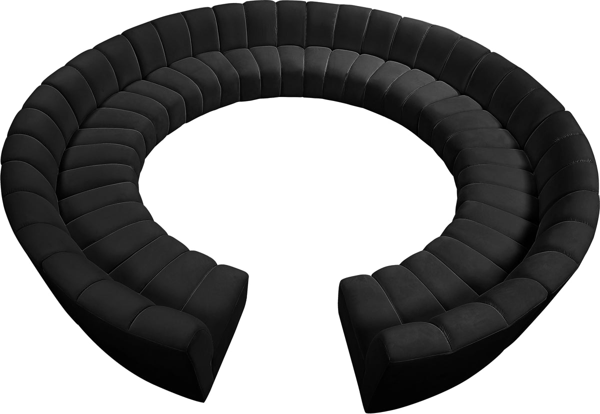 Infinity Black Velvet 12pc. Modular Sectional Furniture Direct (NJ)
