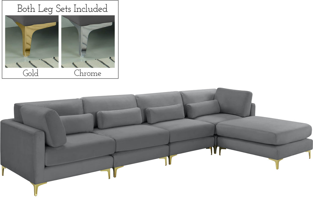 Julia Grey Velvet Modular Sectional (5 Boxes) image