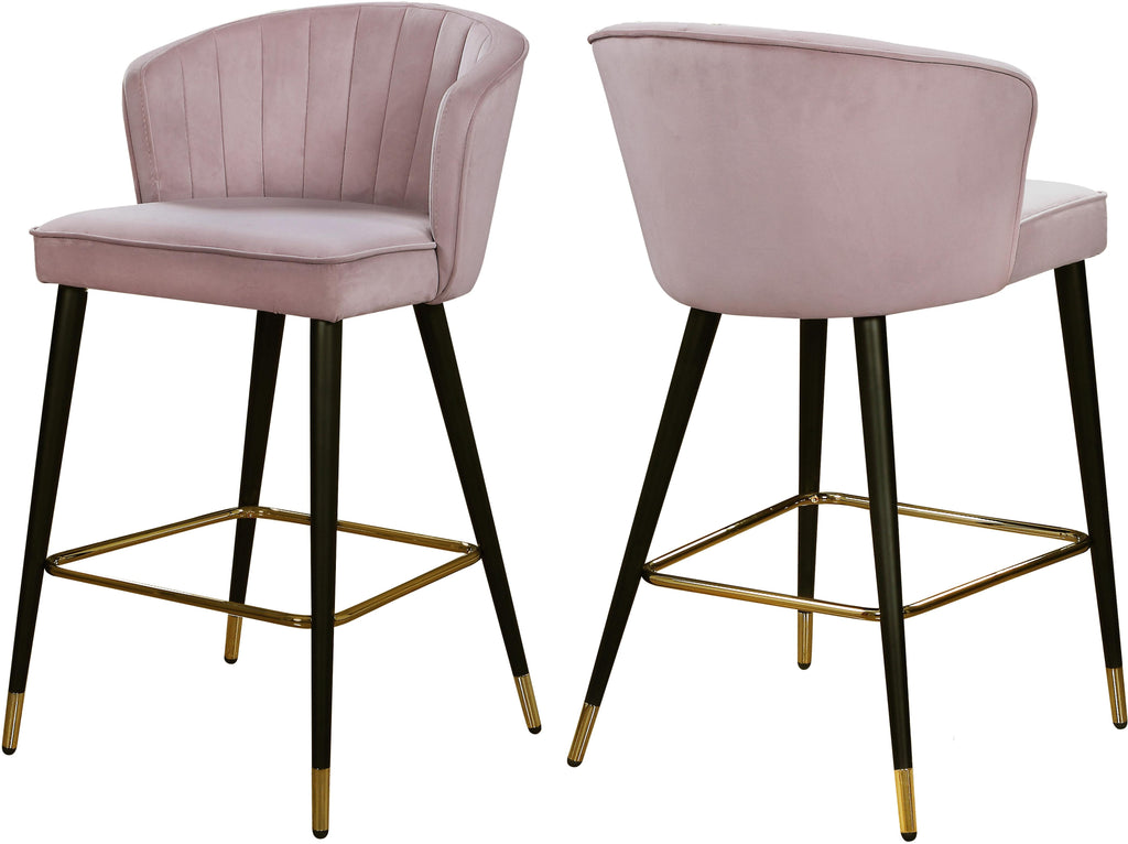 Cassie Pink Velvet Stool image