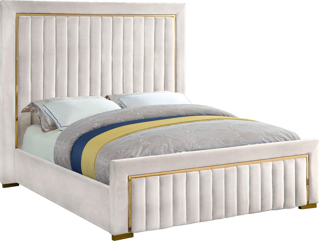 Dolce Cream Velvet Queen Bed (3 Boxes) image