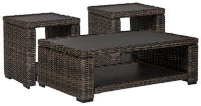 Grasson Lane Signature Design By Ashley 3-Piece Outdoor Occasional Table Set