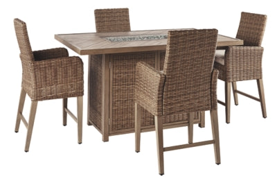 Beachcroft Signature Design By Ashley 5-Piece Outdoor Bar Table Set